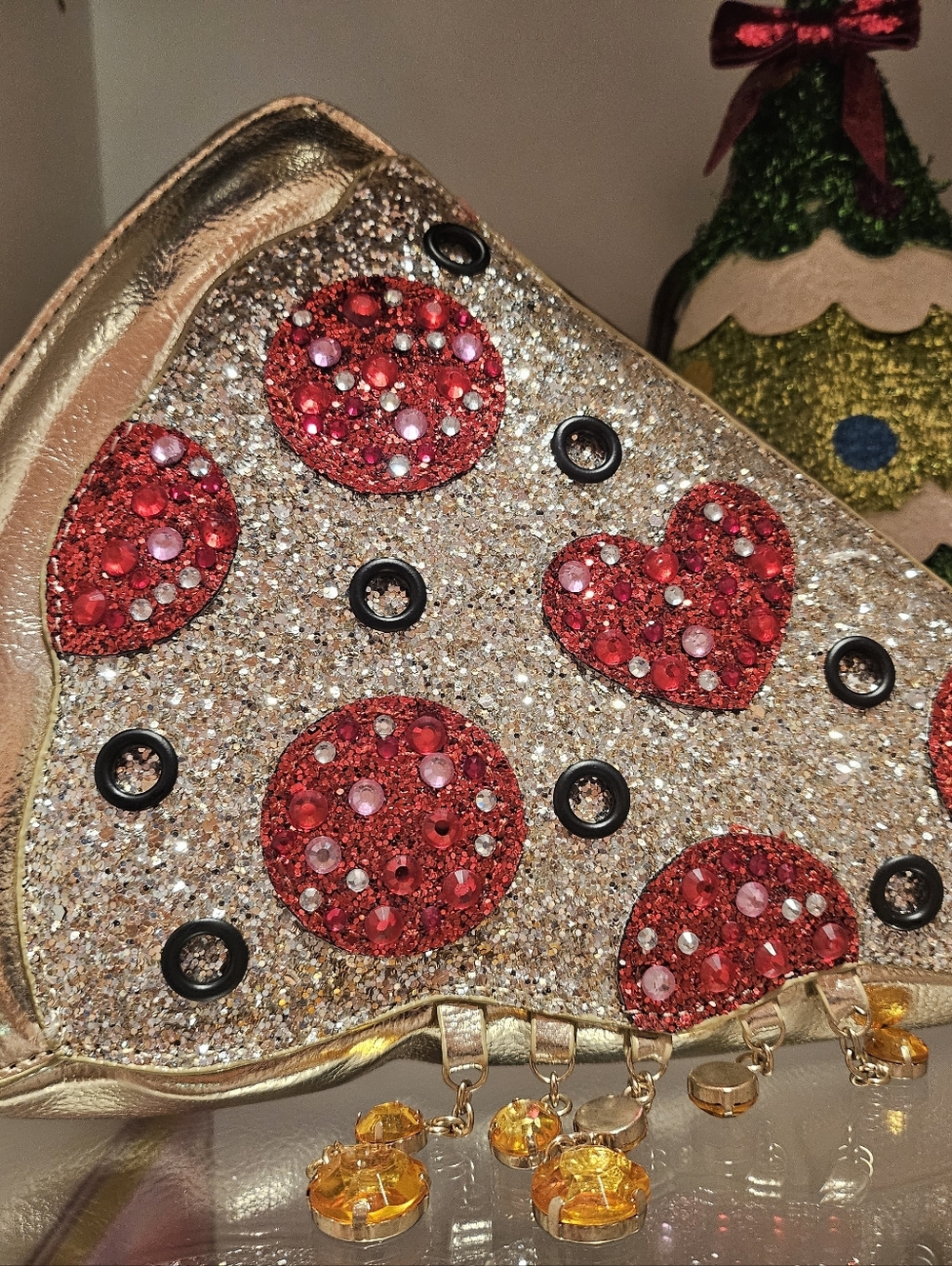 New With Tags Sparkling Betsey Johnson Pizza Slice Crossbody Bag